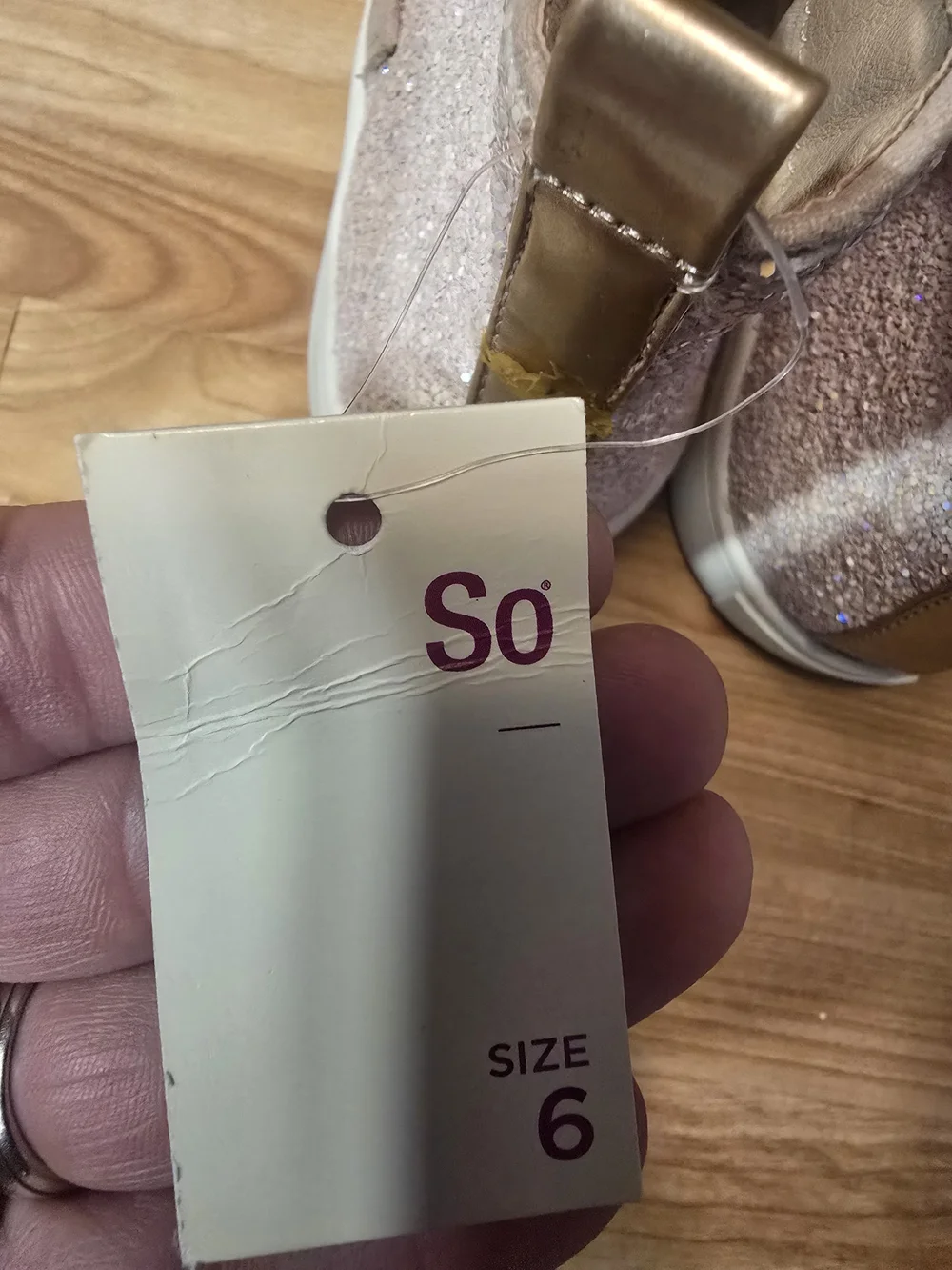 SO Girl's Slip-On Sneaker in Light Blush with Glitter Heel